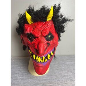 Devil Evil Satan Rubber Mask Horns Teeth Pointy Ears 2002 Paper Magic Group